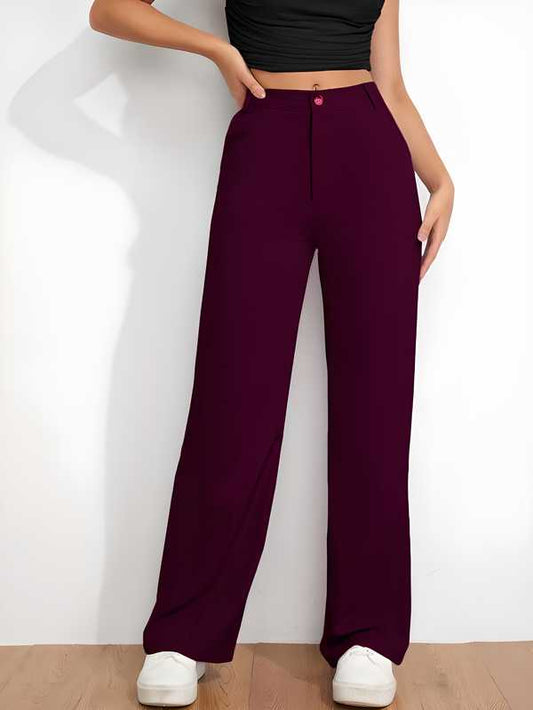 Women's Flat Front Casual Trousers